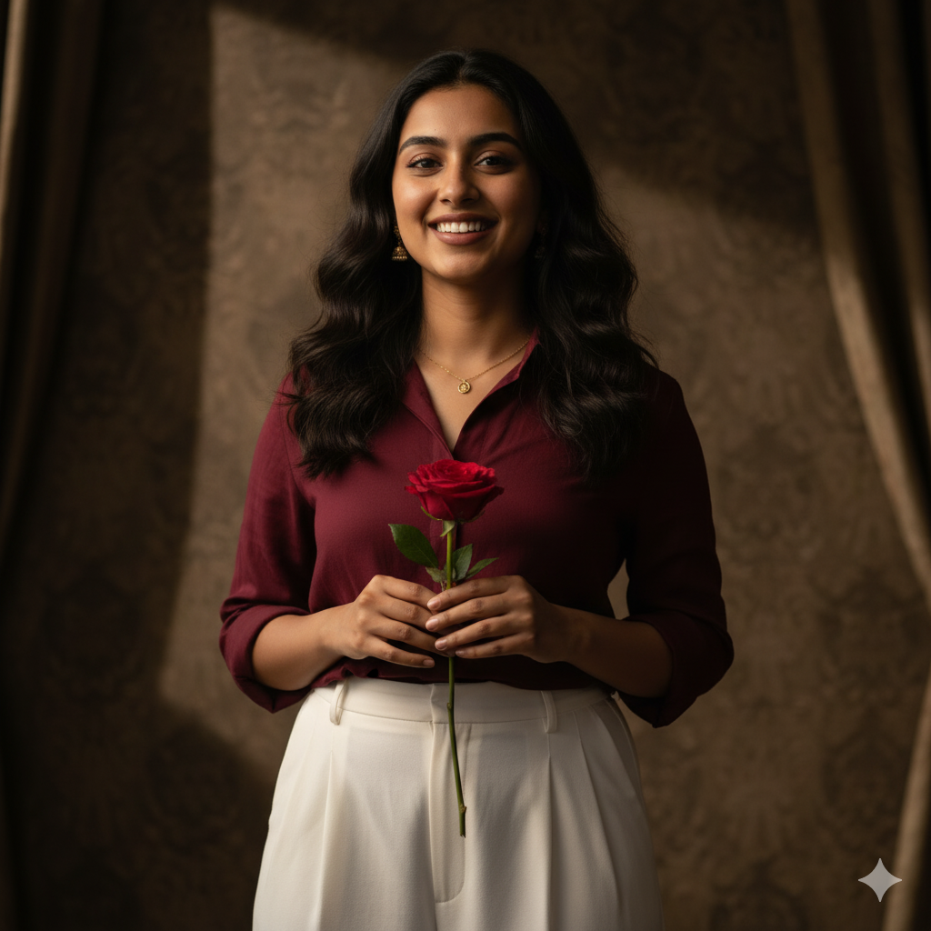 Old Money Aesthetic Portrait with Rose