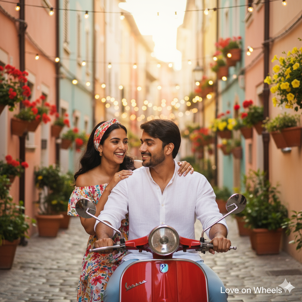 Scooter Romance in European Street
