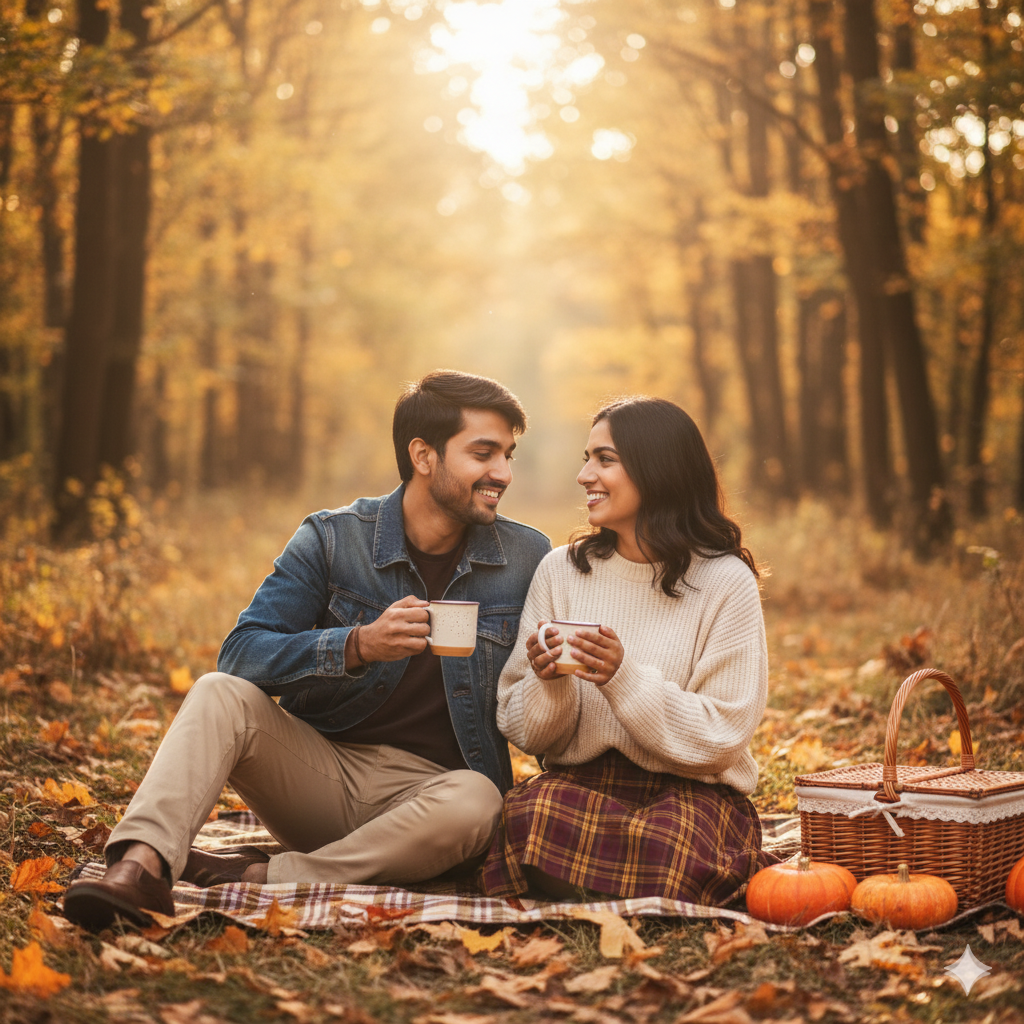 Autumn Picnic Couple Portrait