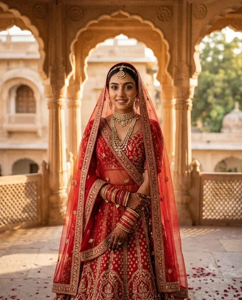 Royal bride in red lehenga